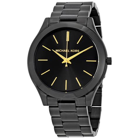 michael kors slim runway black stainless steel watch|michael kors mk3221.